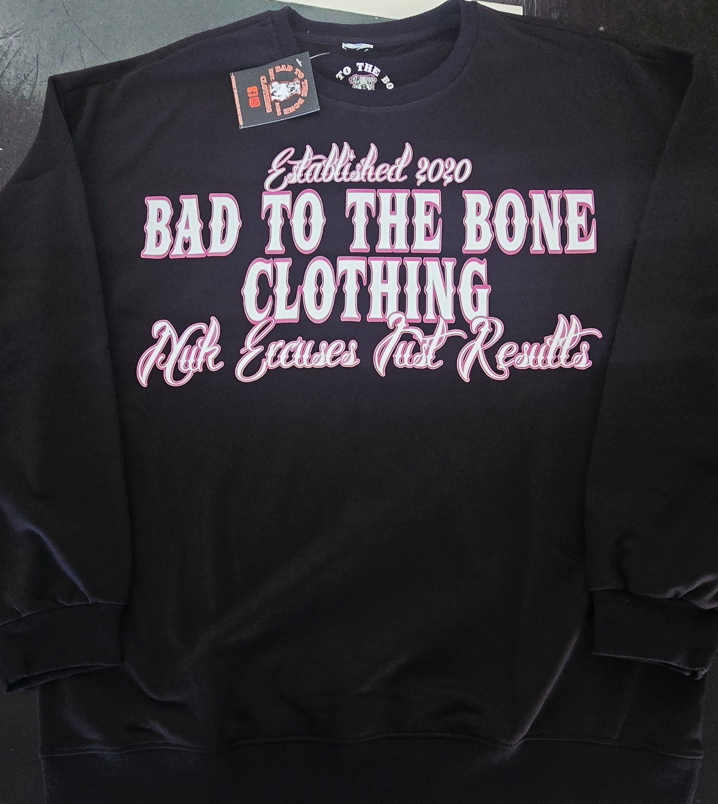 Adult O.G 'BTTB Clothing N.E.J.R' DTF Printed Long-sleeved Black Crew-Neck.