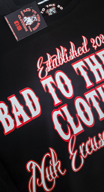 Adult O.G 'BTTB Clothing N.E.J.R' DTF Printed Long-sleeved Black Crew-Neck.