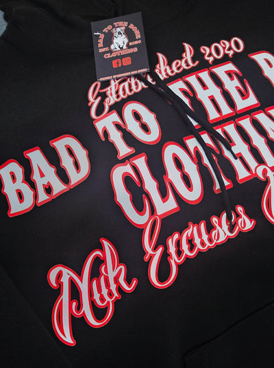 Adult O.G 'BTTB Clothing N.E.J.R' DTF Printed Pull-Over Black Hood.
