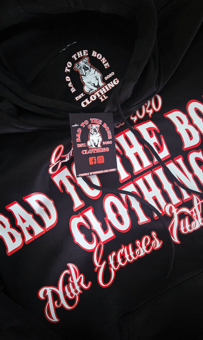 Adult O.G 'BTTB Clothing N.E.J.R' DTF Printed Pull-Over Black Hood.