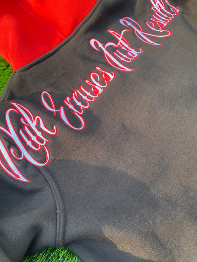 Toddler/Kids/Youth O.G 'BTTB Clothing N.E.J.R' Fully Embroided Pull-Over Hooded Black & Red Tracksuit.